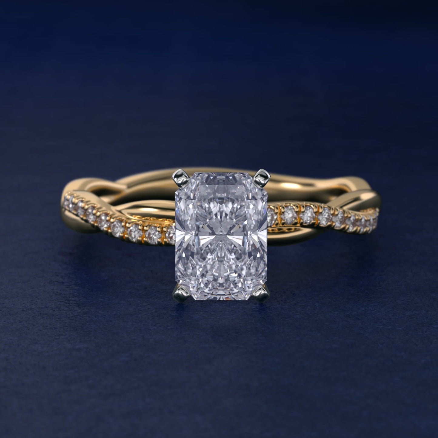 Petite Twist Diamond Engagement Ring in 18k Yellow Gold (1/10 ct. tw.) - Radiant Center