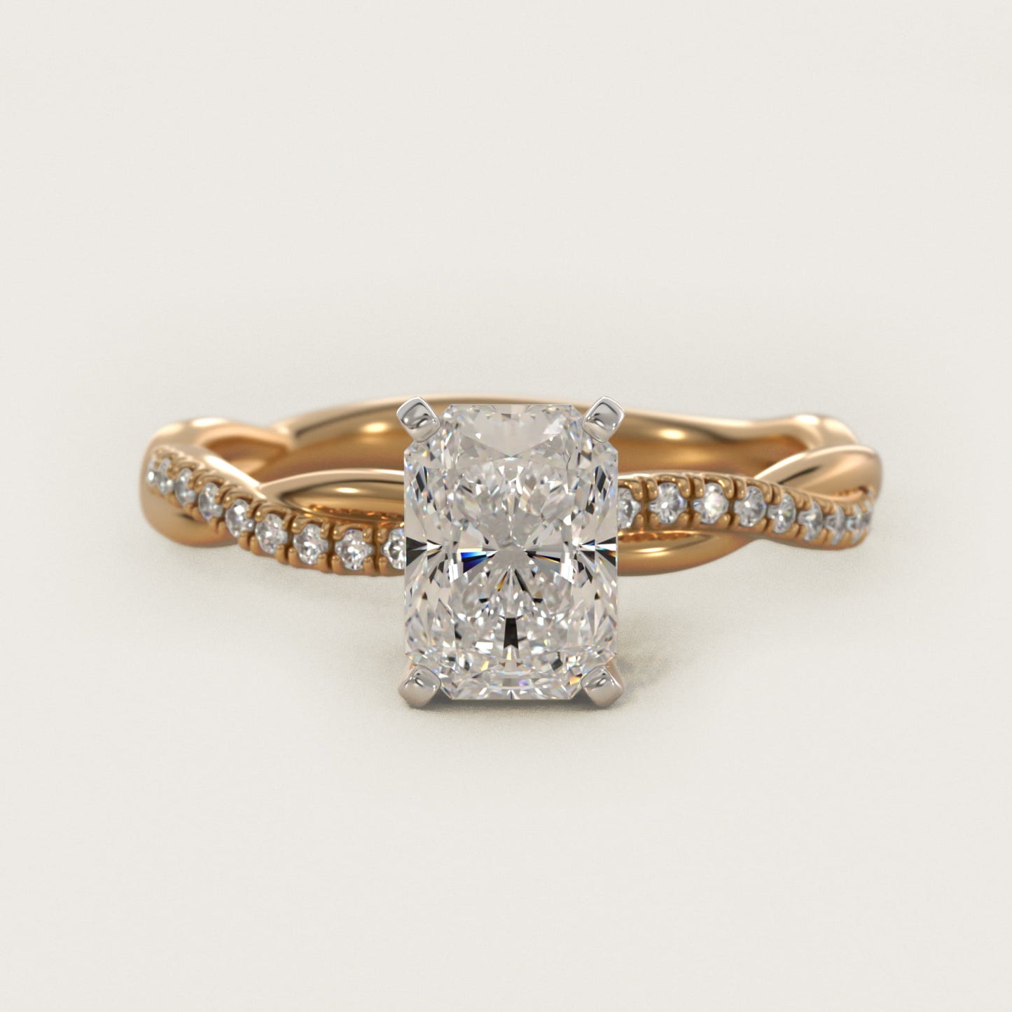 Petite Twist Diamond Engagement Ring in 14k Yellow Gold (1/10 ct. tw.) - Radiant Center