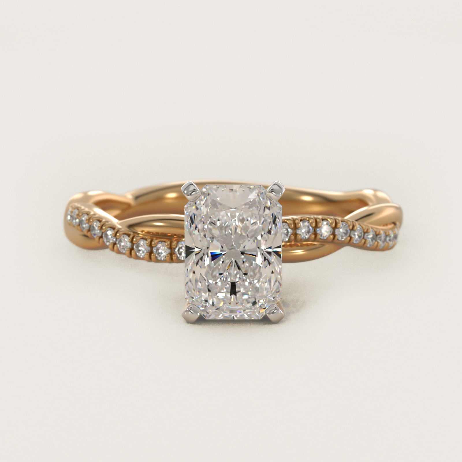 Petite Twist Diamond Engagement Ring in 18k Yellow Gold (1/10 ct. tw.) - Radiant Center