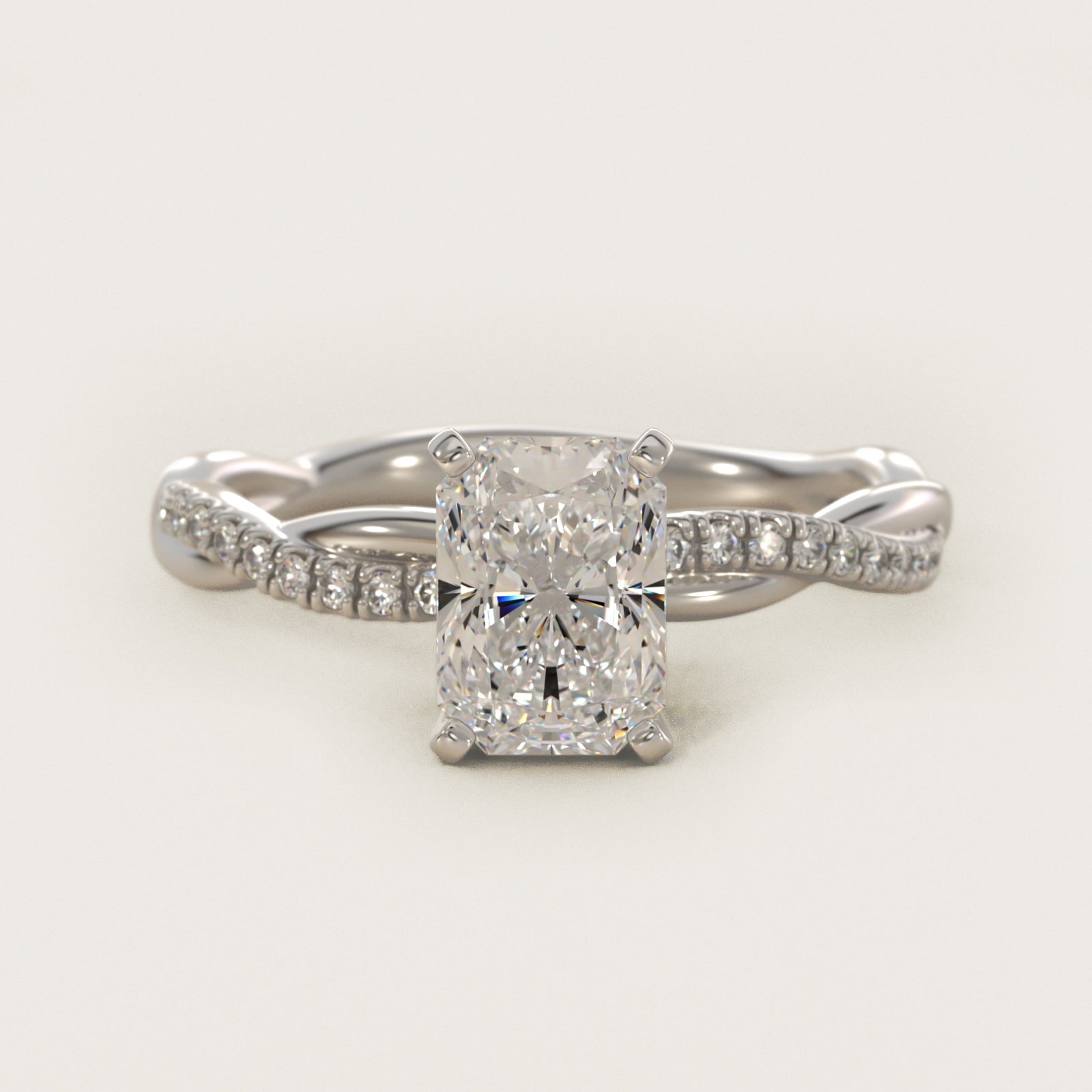 Petite Twist Diamond Engagement Ring in Platinum (1/10 ct. tw.) - Radiant Center