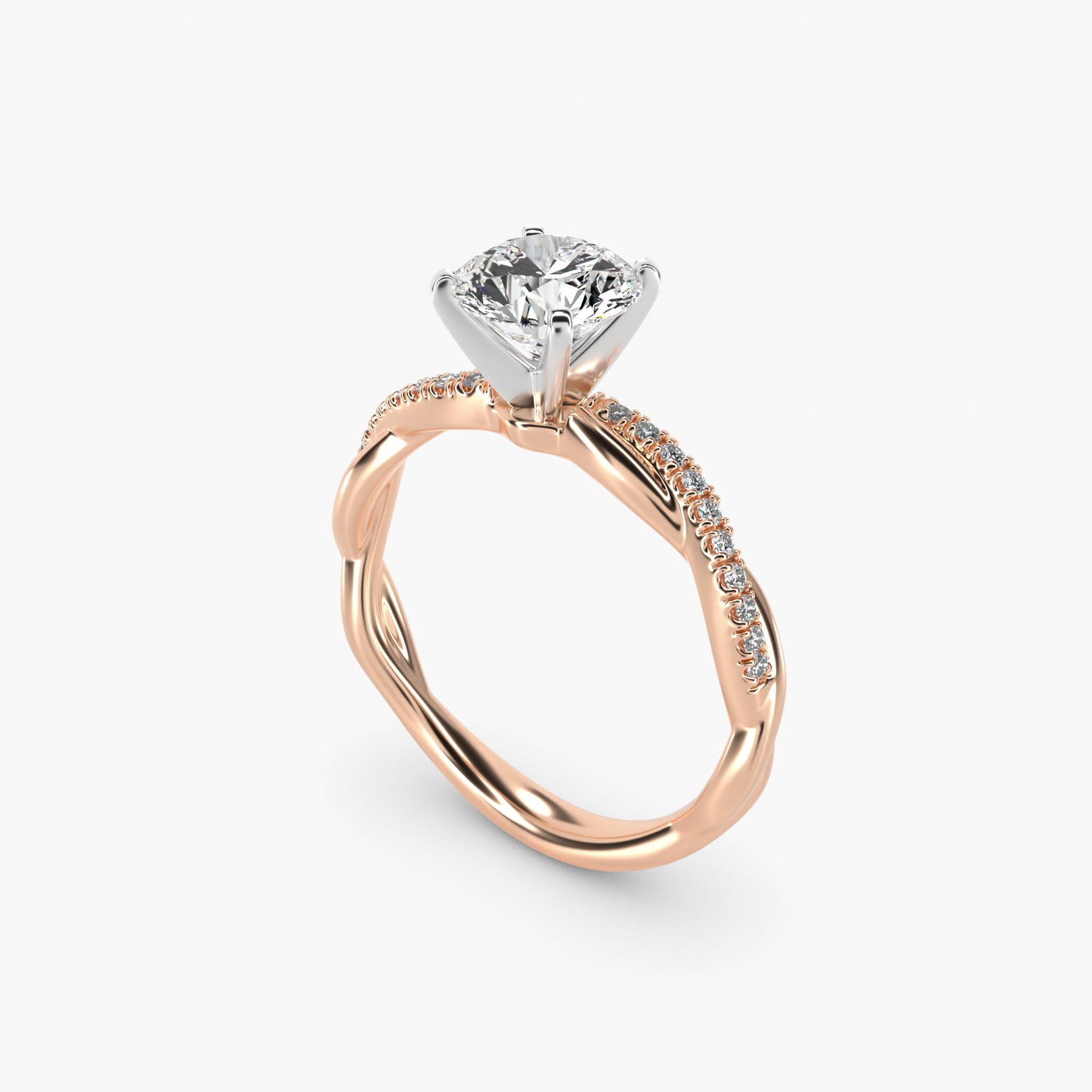 Petite Twist Diamond Engagement Ring in 14k Rose Gold (1/10 ct. tw.) - Round Center