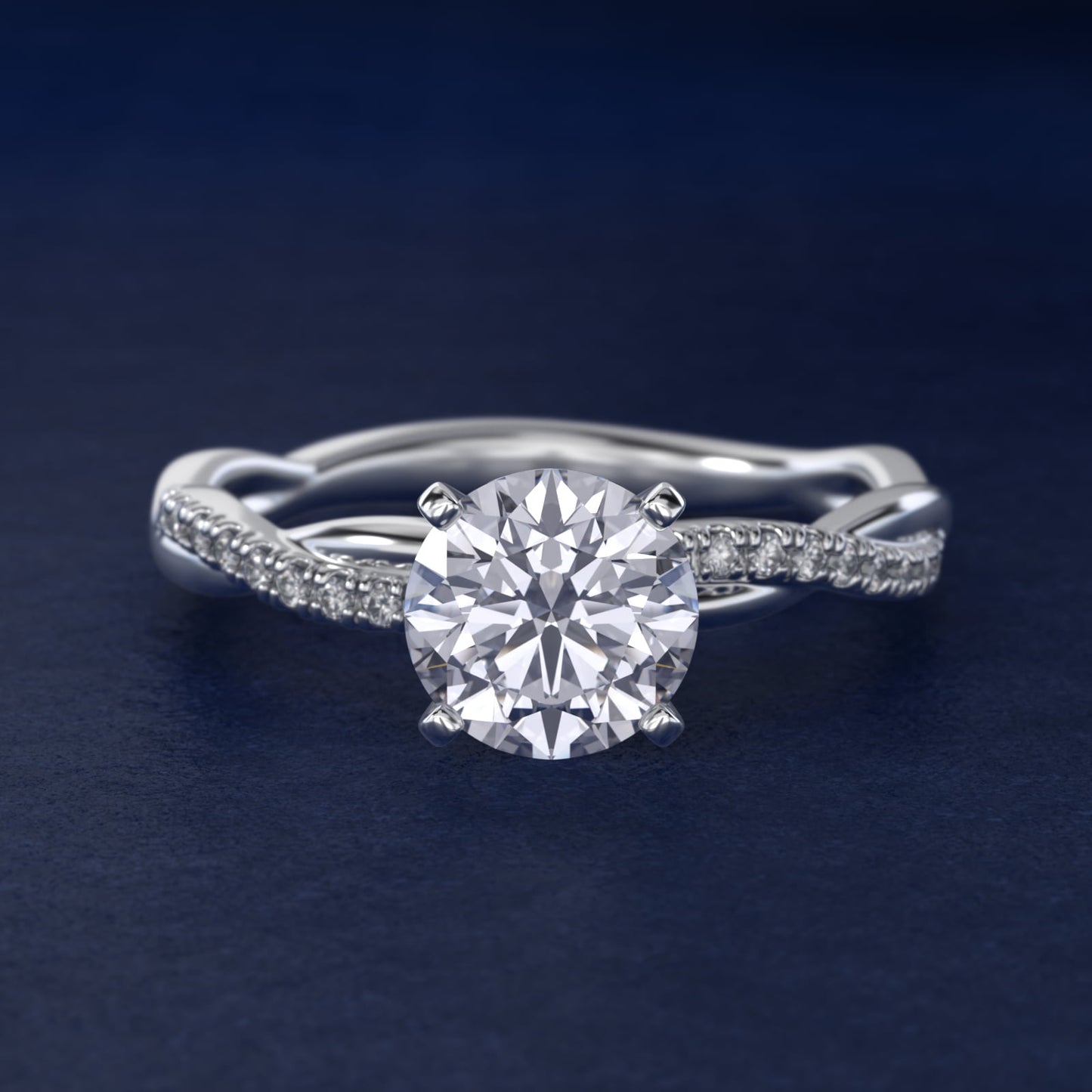 Petite Twist Diamond Engagement Ring in 14k White Gold (1/10 ct. tw.) - Round Center