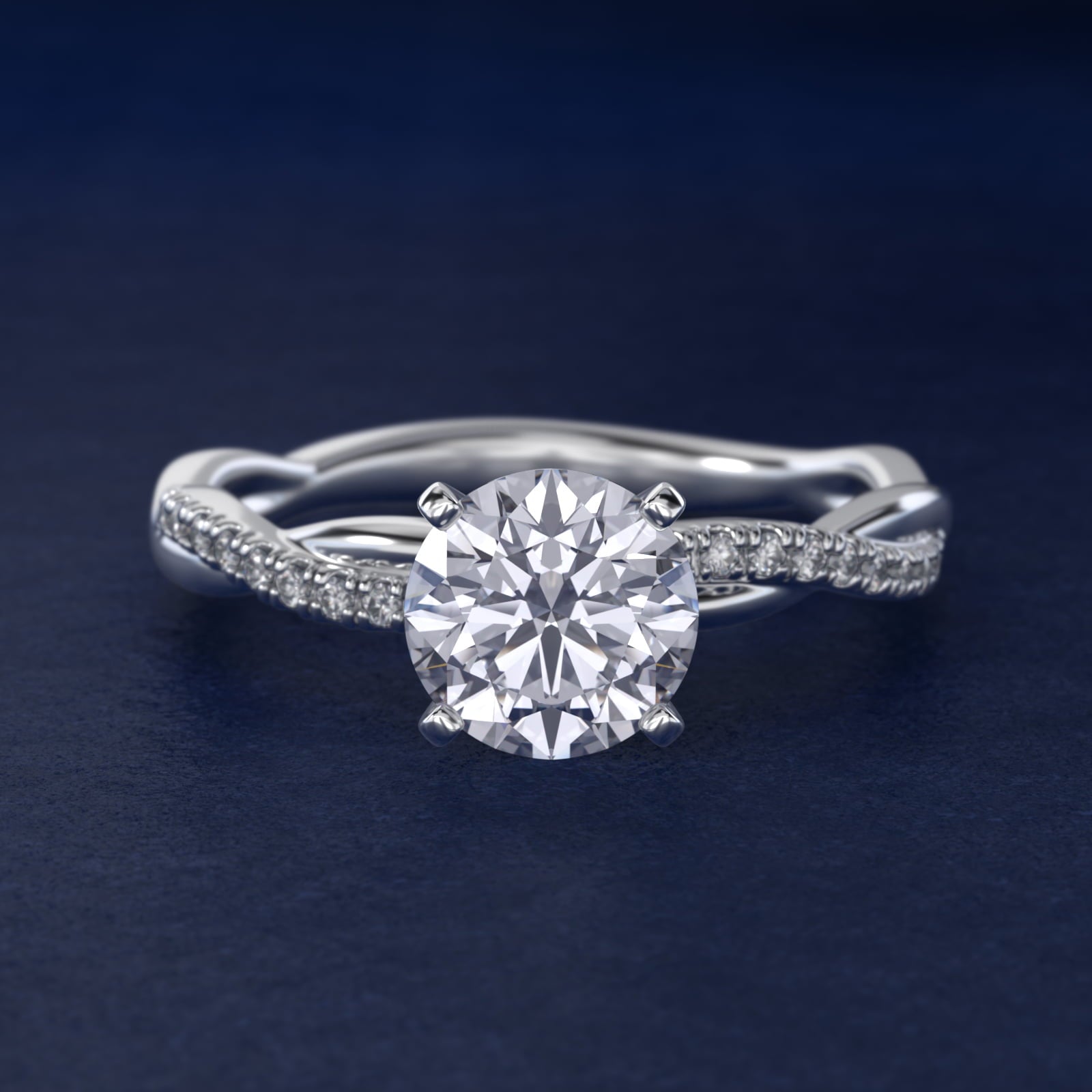 Petite Twist Diamond Engagement Ring in 14k White Gold (1/10 ct. tw.) - Round Center