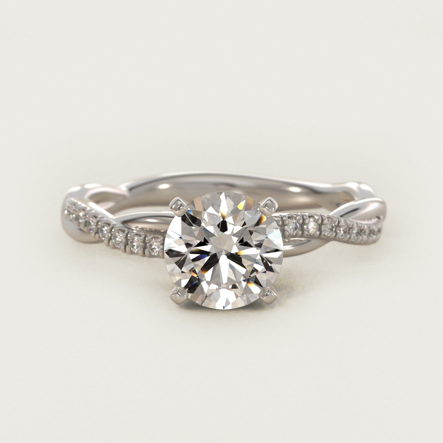 Petite Twist Diamond Engagement Ring in 18k White Gold (1/10 ct. tw.) - Round Center