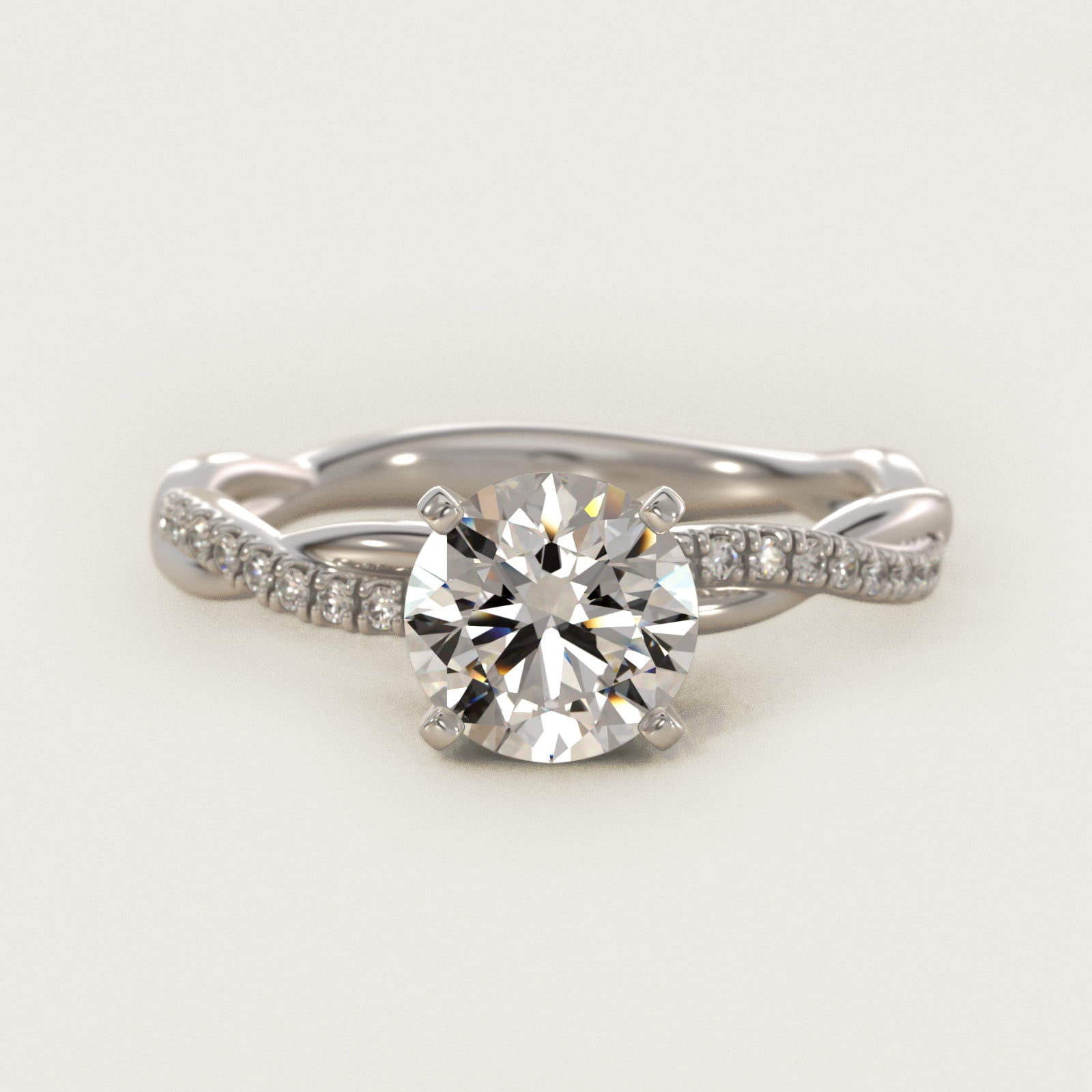 Petite Twist Diamond Engagement Ring in 18k White Gold (1/10 ct. tw.) - Round Center