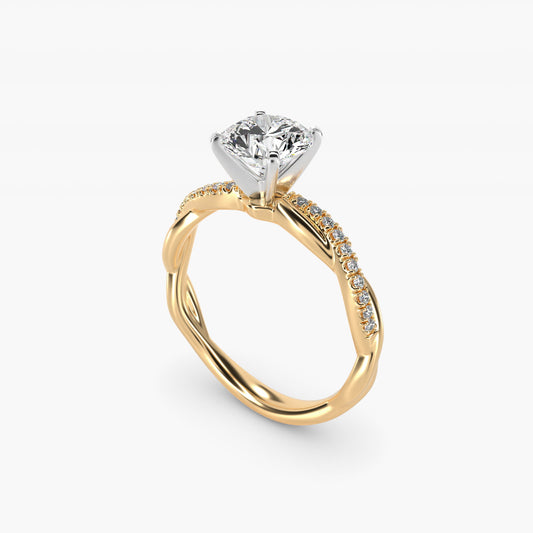 Petite Twist Diamond Engagement Ring in 14k Yellow Gold (1/10 ct. tw.) - Round Center