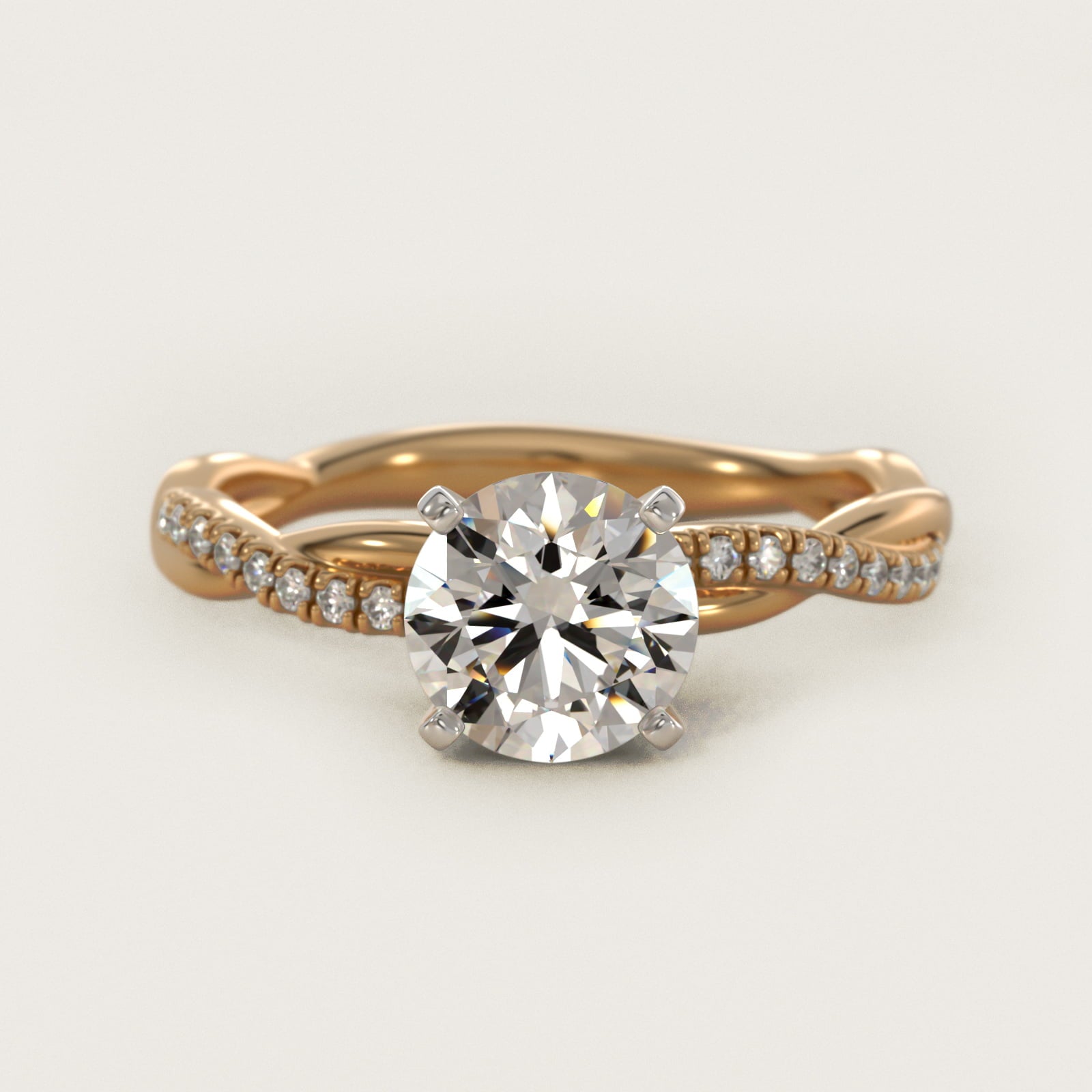 Petite Twist Diamond Engagement Ring in 18k Yellow Gold (1/10 ct. tw.) - Round Center