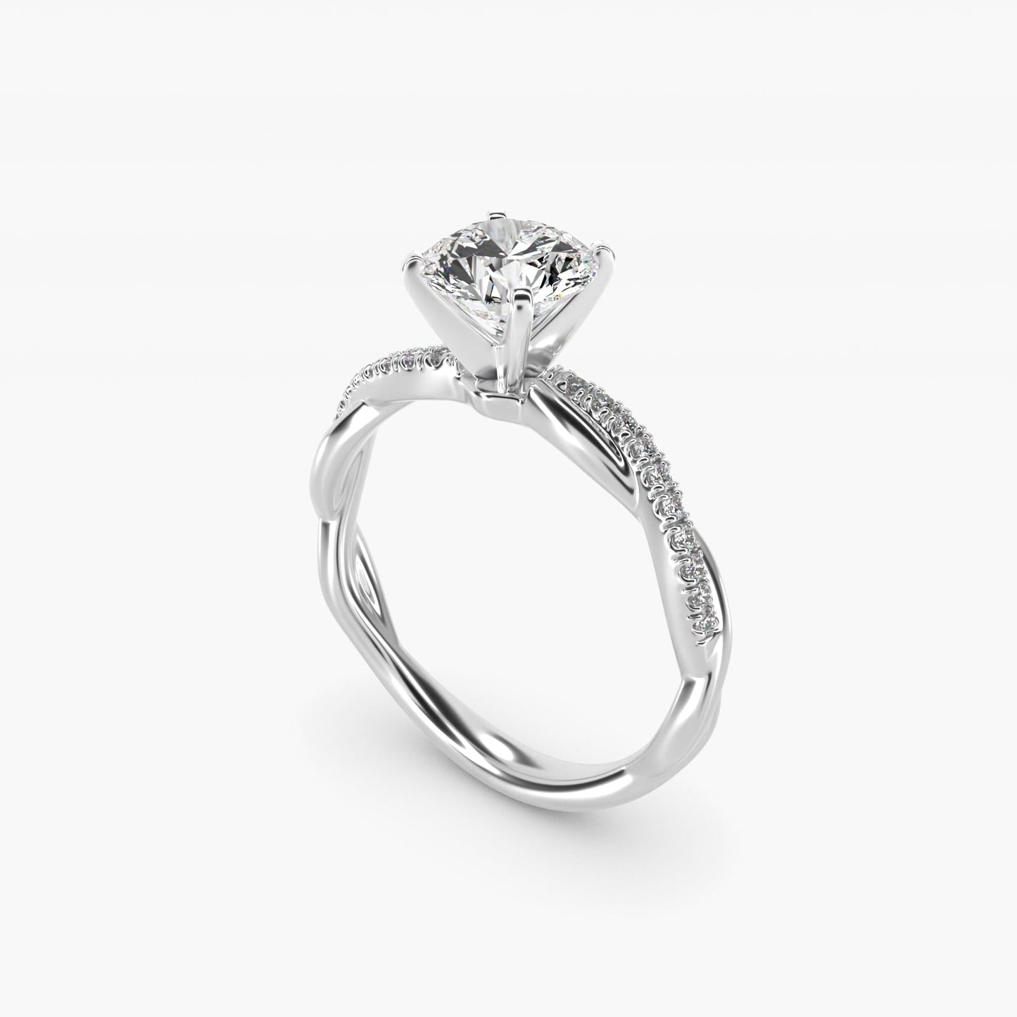 Petite Twist Diamond Engagement Ring in Platinum (1/10 ct. tw.) - Round Center
