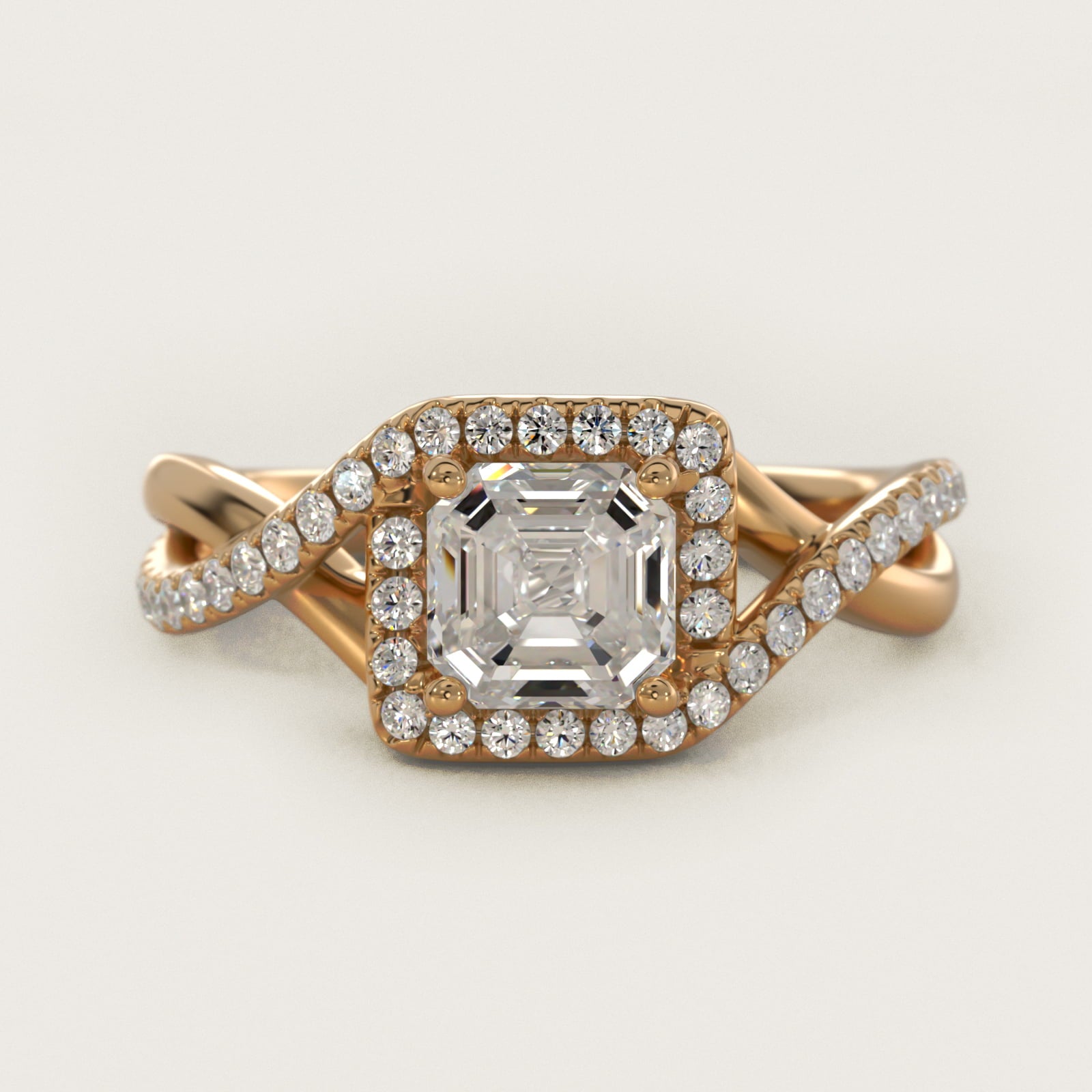 Petite Twisted Halo Diamond Engagement Ring in 14K Yellow Gold (1/4 ct. tw.) - Asscher Center
