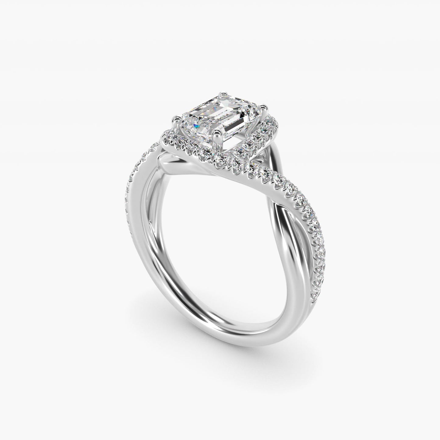 Petite Twisted Halo Diamond Engagement Ring in 14k White Gold (1/4 ct. tw.) - Emerald Center