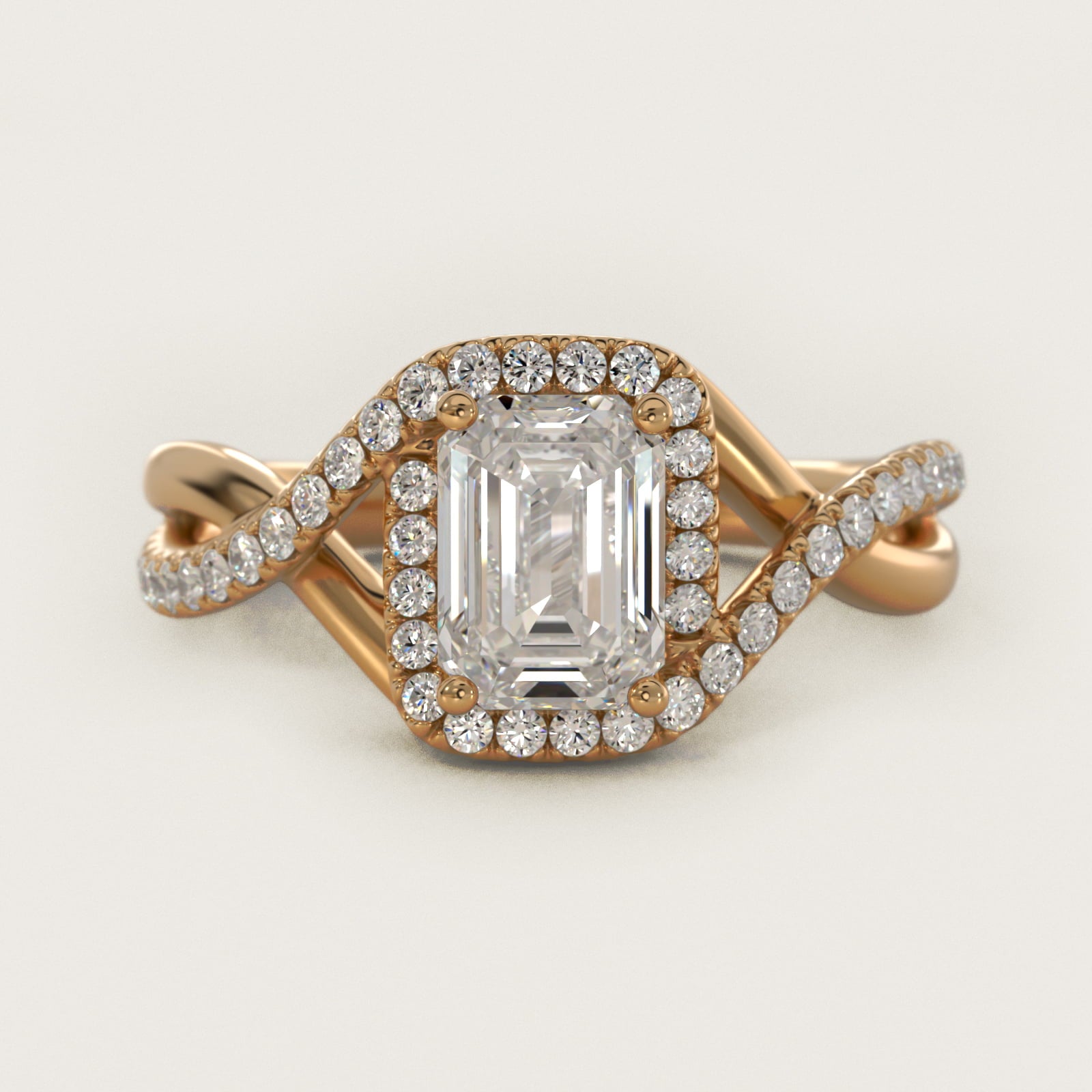 Petite Twisted Halo Diamond Engagement Ring in 14K Yellow Gold (1/4 ct. tw.) - Emerald Center