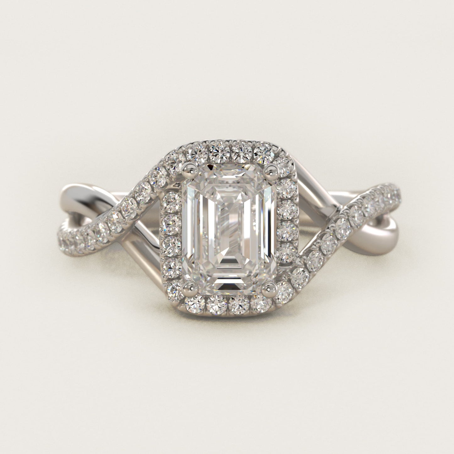 Petite Twisted Halo Diamond Engagement Ring in Platinum (1/4 ct. tw.) - Emerald Center