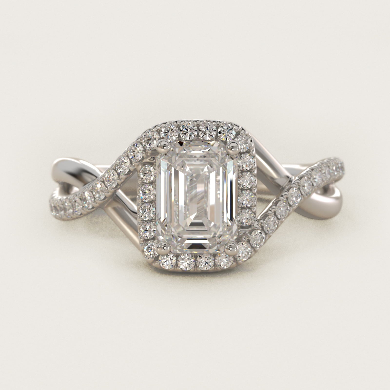 Petite Twisted Halo Diamond Engagement Ring in Platinum (1/4 ct. tw.) - Emerald Center