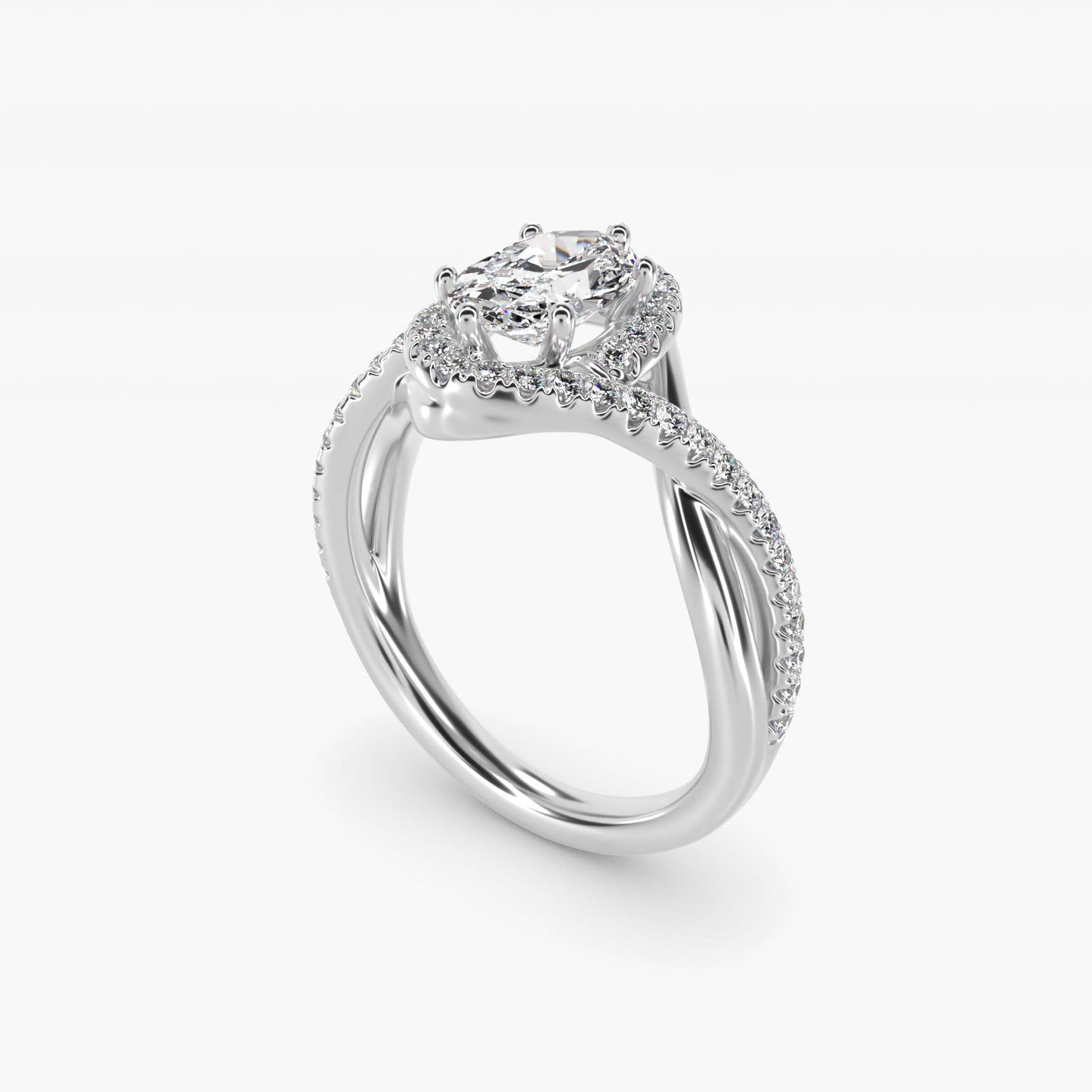 Petite Twisted Halo Diamond Engagement Ring in Platinum (1/4 ct. tw.) - Oval Center