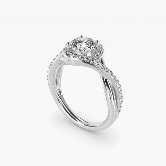 Petite Twisted Halo Diamond Engagement Ring in Platinum (1/4 ct. tw.) - Round Center
