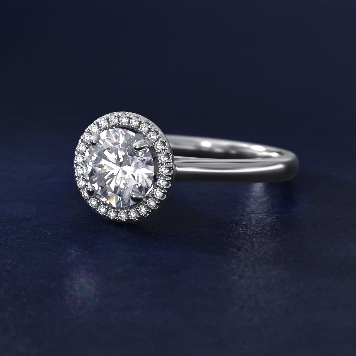 Plain Shank Floating Halo Engagement Ring in Platinum - Round Center