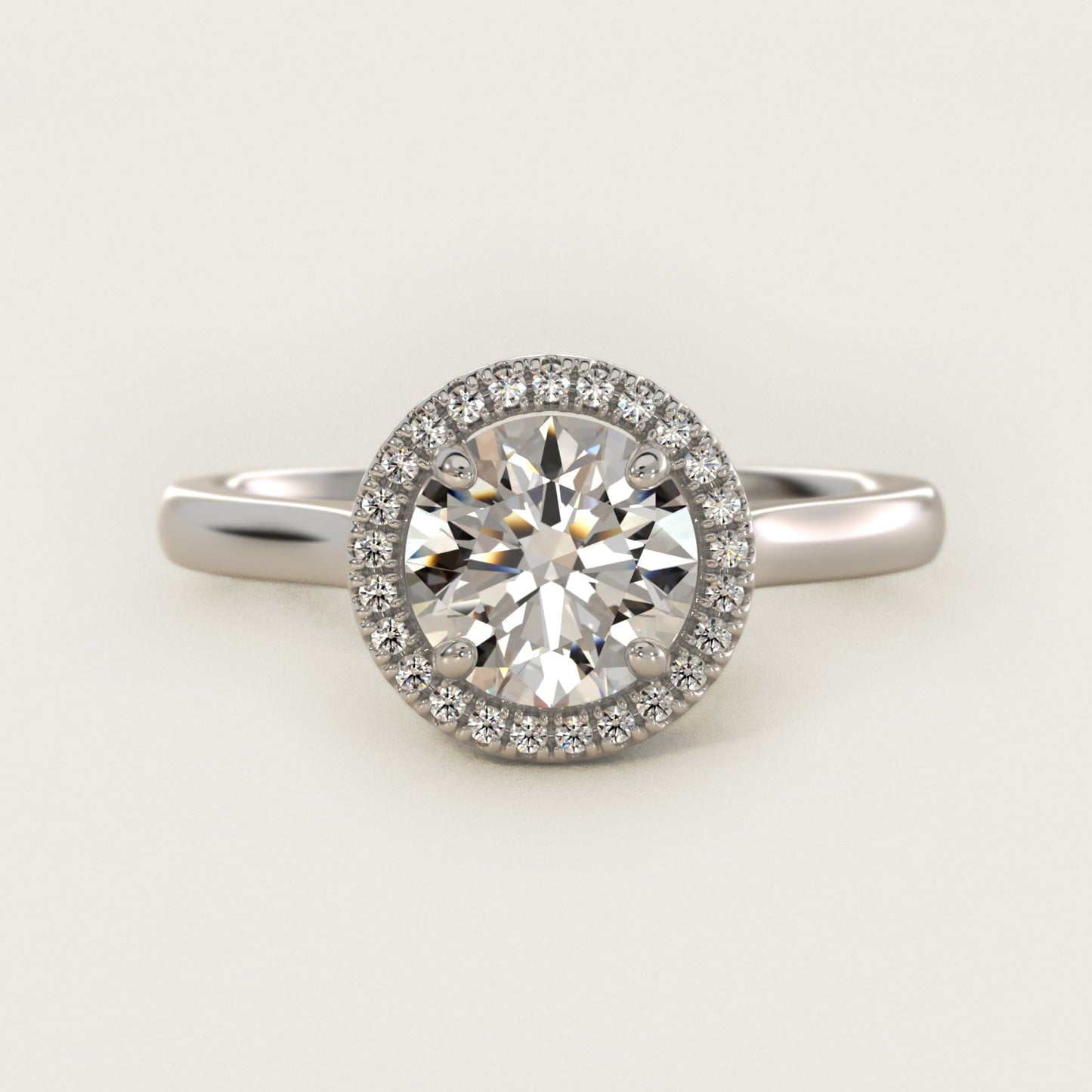 Plain Shank Floating Halo Engagement Ring in Platinum - Round Center