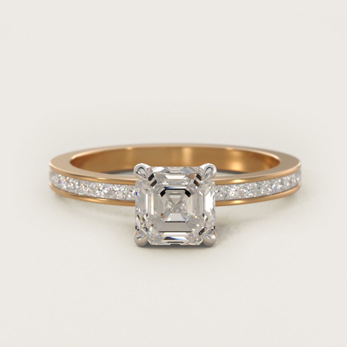Engagement Ring With Channel Set Princess Cut Diamonds In 14K Yellow Gold By James Allen - Asscher Center