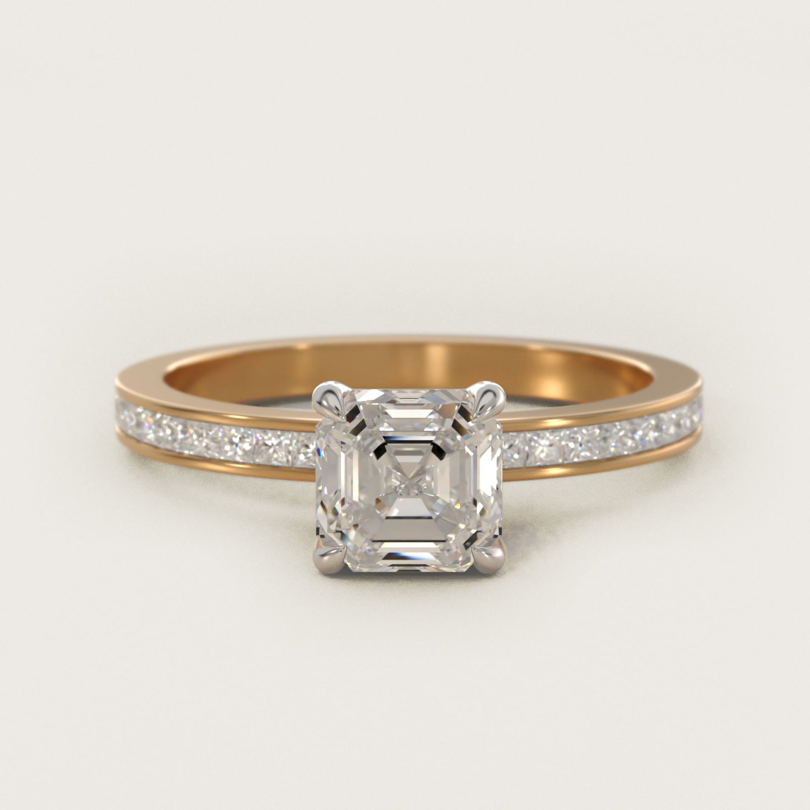 Engagement Ring With Channel Set Princess Cut Diamonds In 18k Yellow Gold By James Allen - Asscher Center
