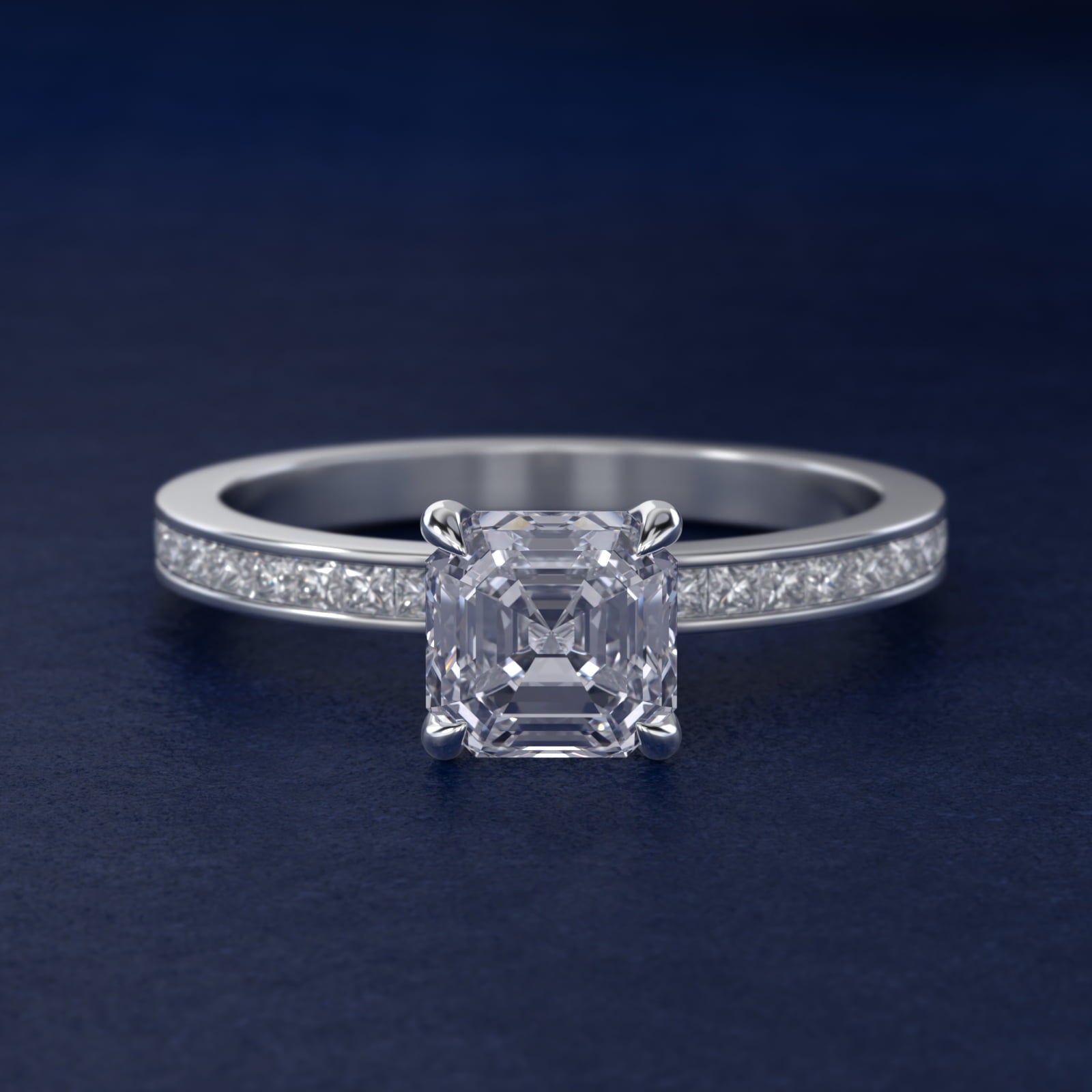 Engagement Ring With Channel Set Princess Cut Diamonds In Platinum By James Allen - Asscher Center