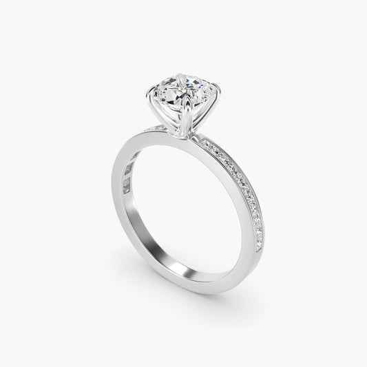 Engagement Ring With Channel Set Princess Cut Diamonds In 14K White Gold By James Allen - Cushion Center