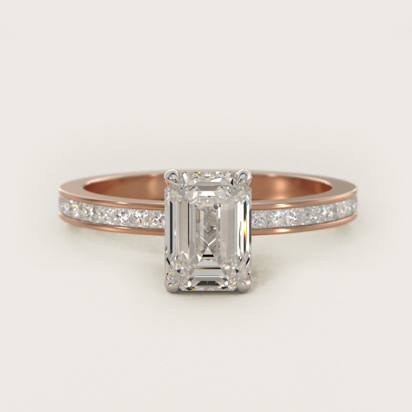 Engagement Ring With Channel Set Princess Cut Diamonds In 14K Rose Gold By James Allen - Emerald Center