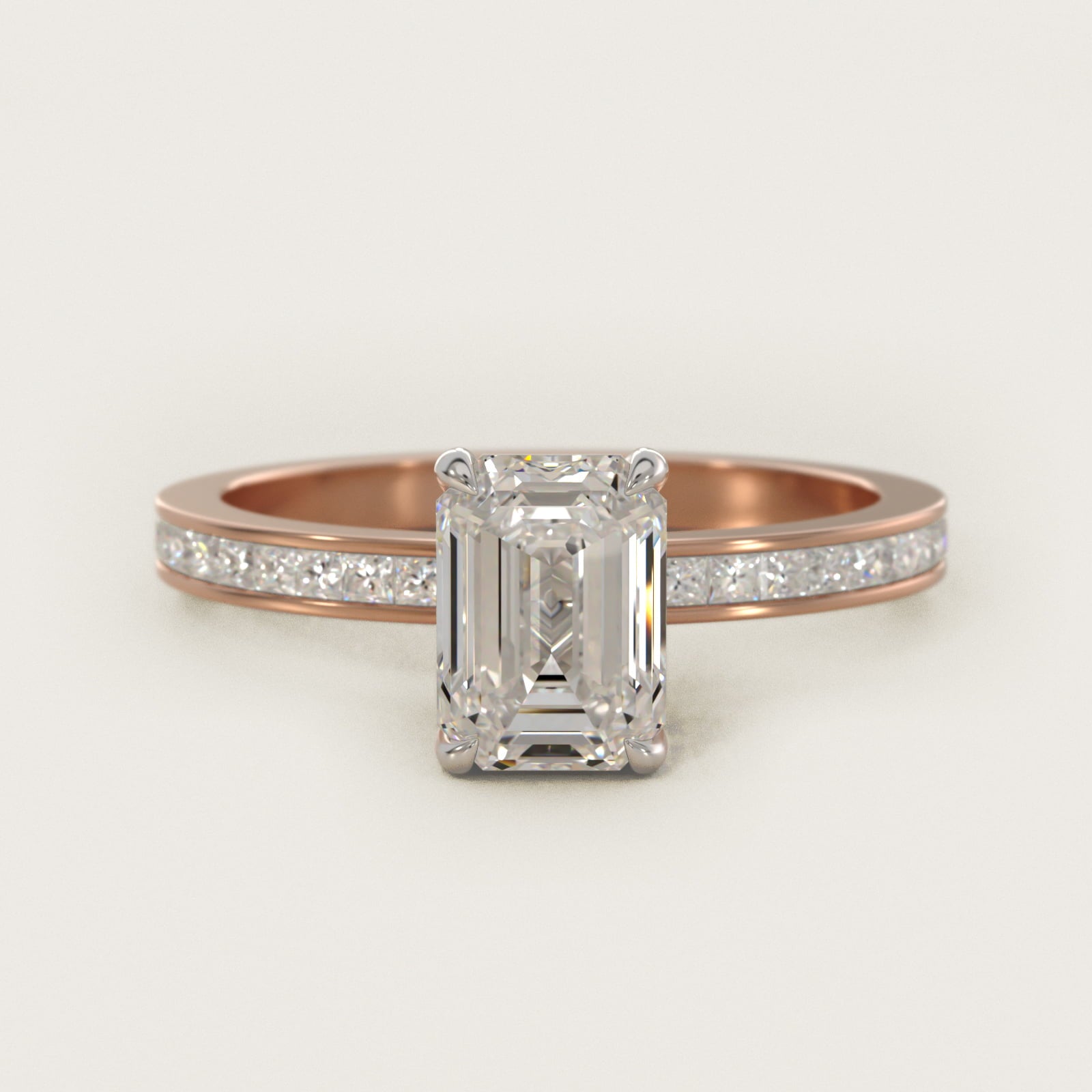 Engagement Ring With Channel Set Princess Cut Diamonds In 14K Rose Gold By James Allen - Emerald Center