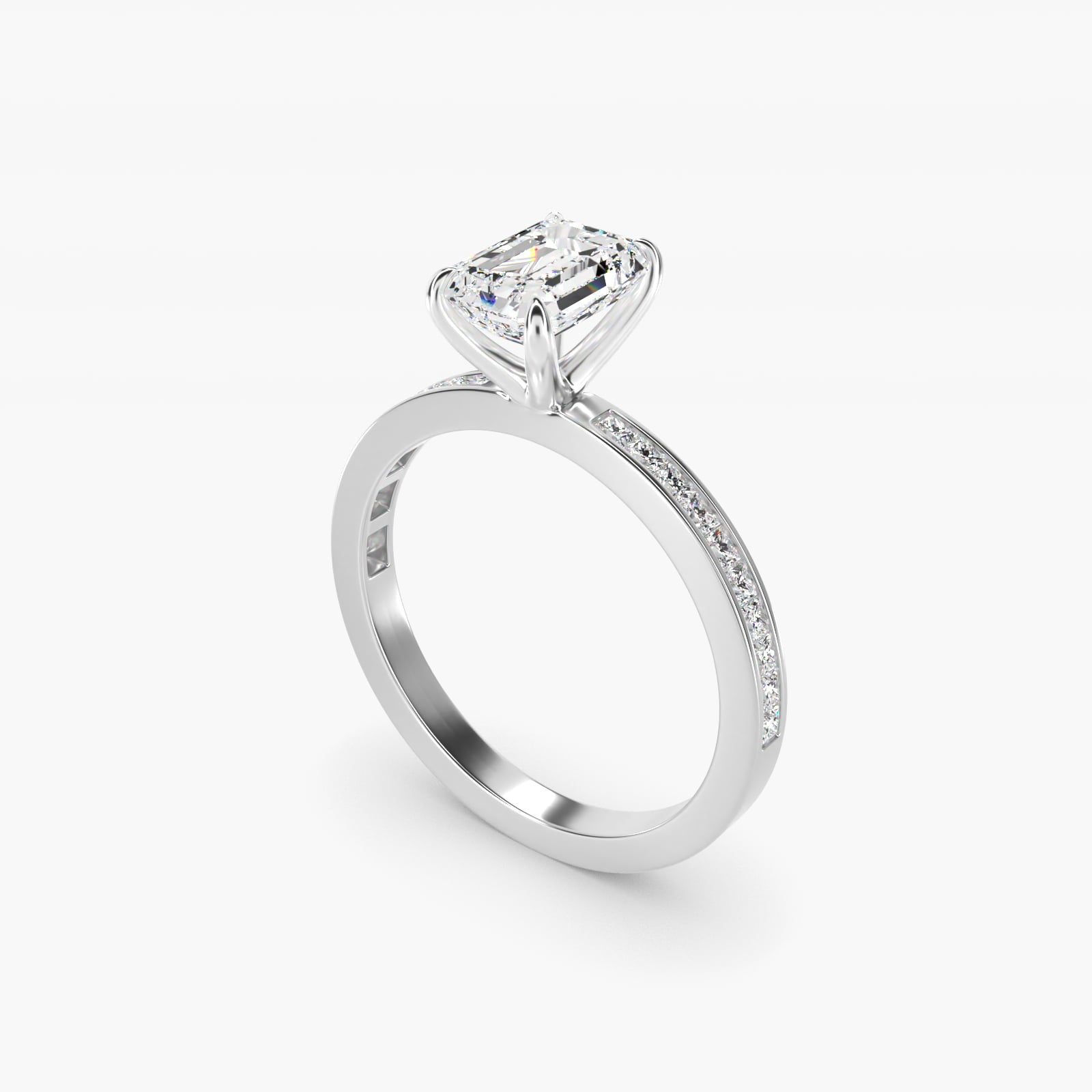 Engagement Ring With Channel Set Princess Cut Diamonds In 14K White Gold By James Allen - Emerald Center