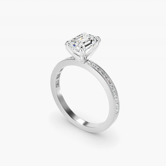 Engagement Ring With Channel Set Princess Cut Diamonds In 18k White Gold By James Allen - Emerald Center