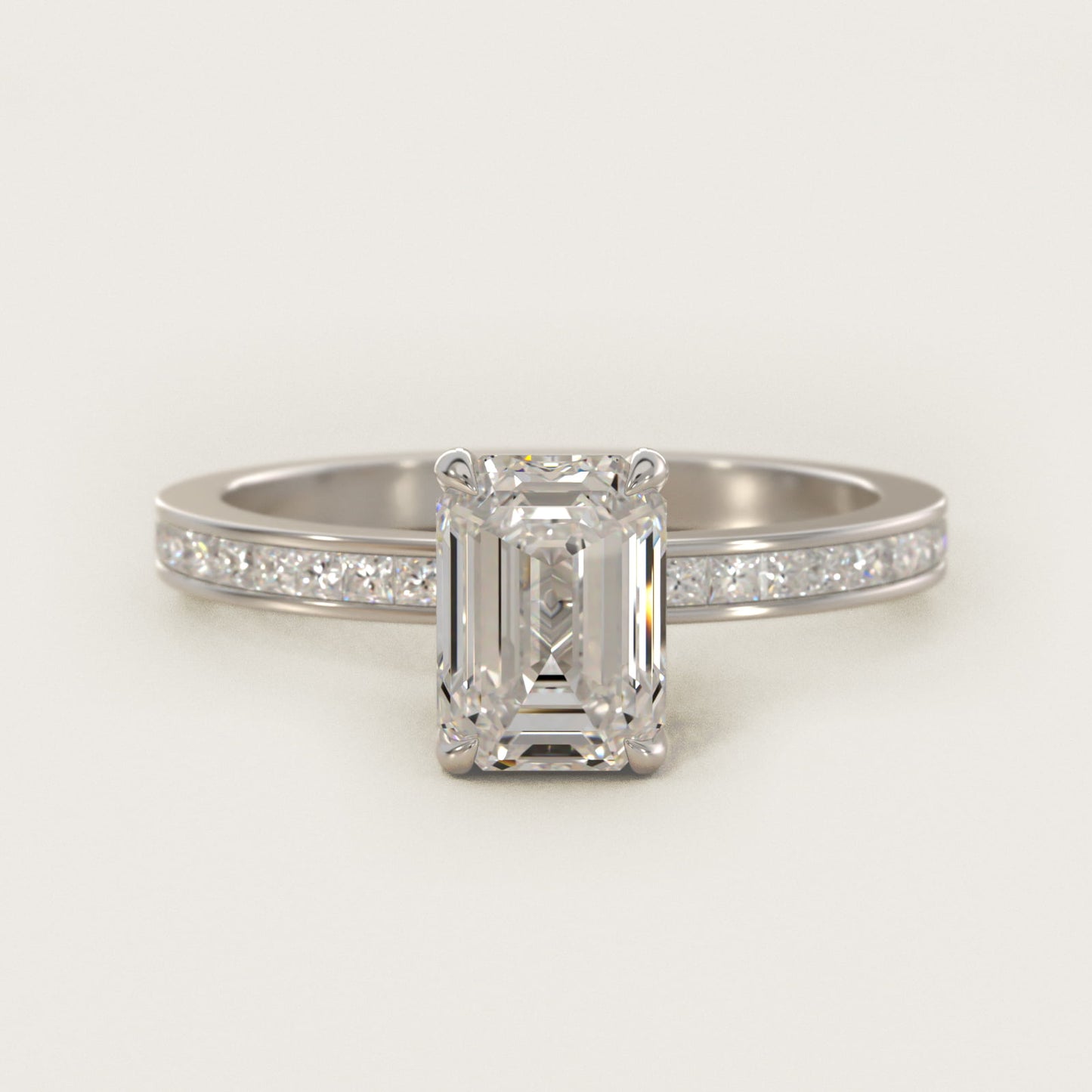 Engagement Ring With Channel Set Princess Cut Diamonds In 14K White Gold By James Allen - Emerald Center