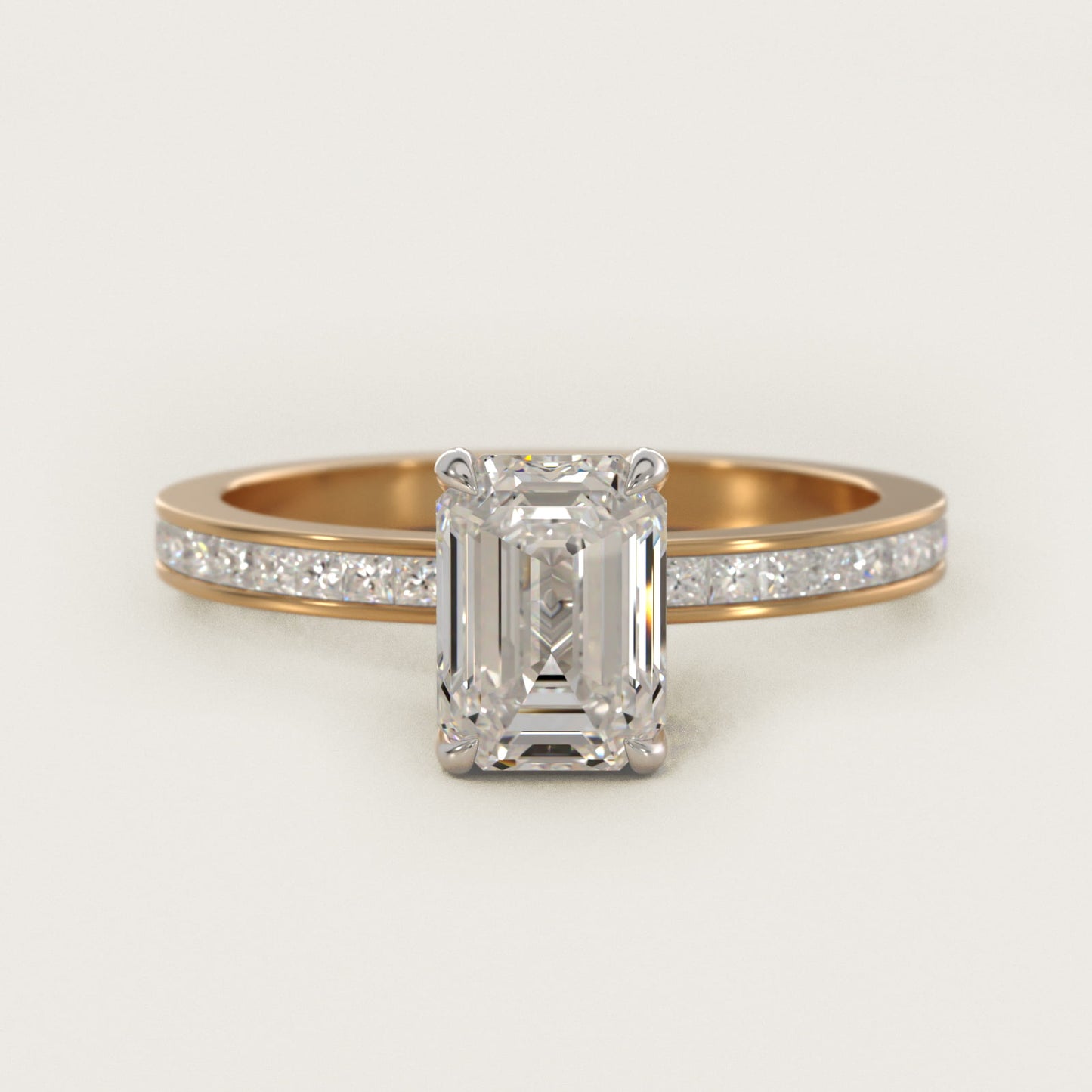 Engagement Ring With Channel Set Princess Cut Diamonds In 14K Yellow Gold By James Allen - Emerald Center