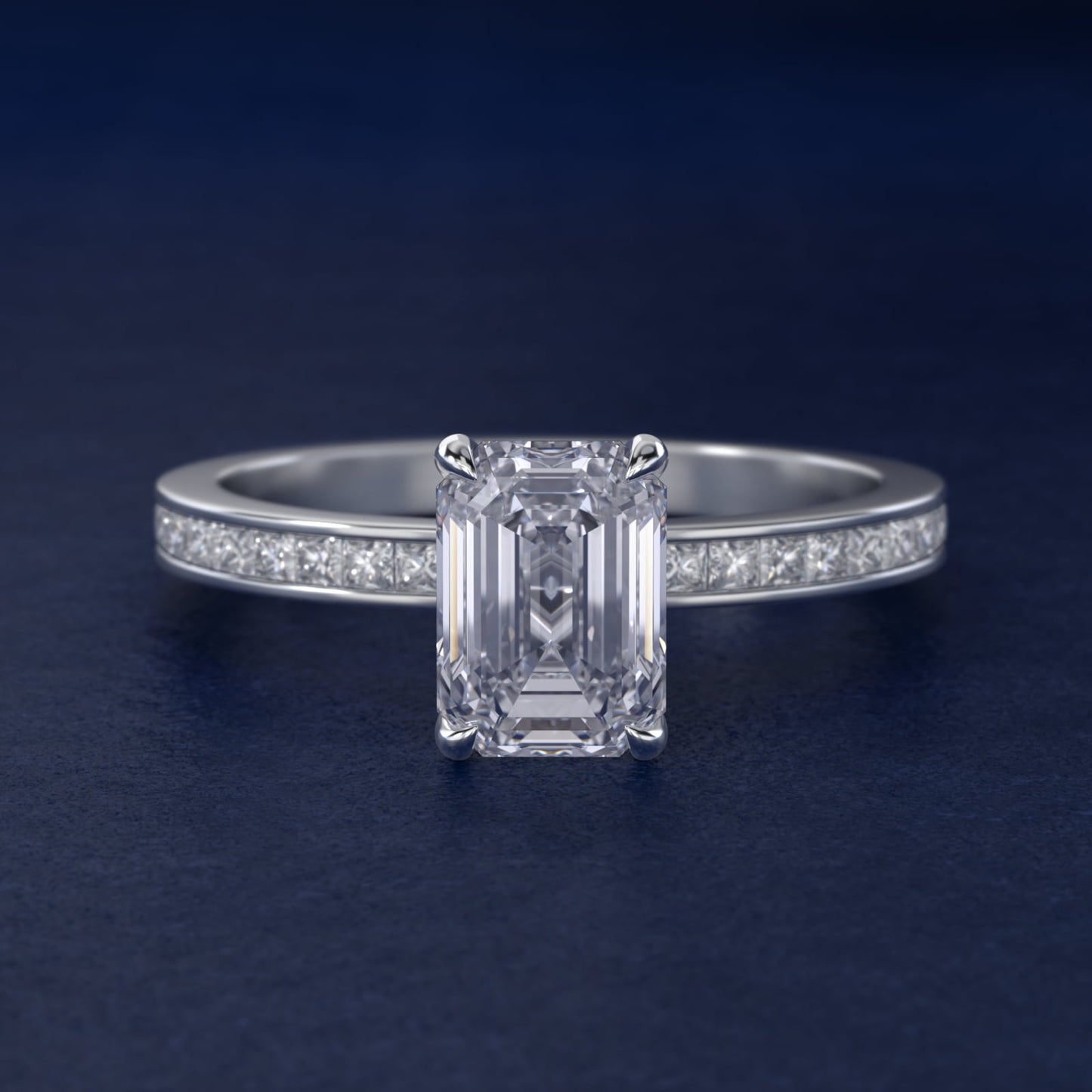 Engagement Ring With Channel Set Princess Cut Diamonds In Platinum By James Allen - Emerald Center