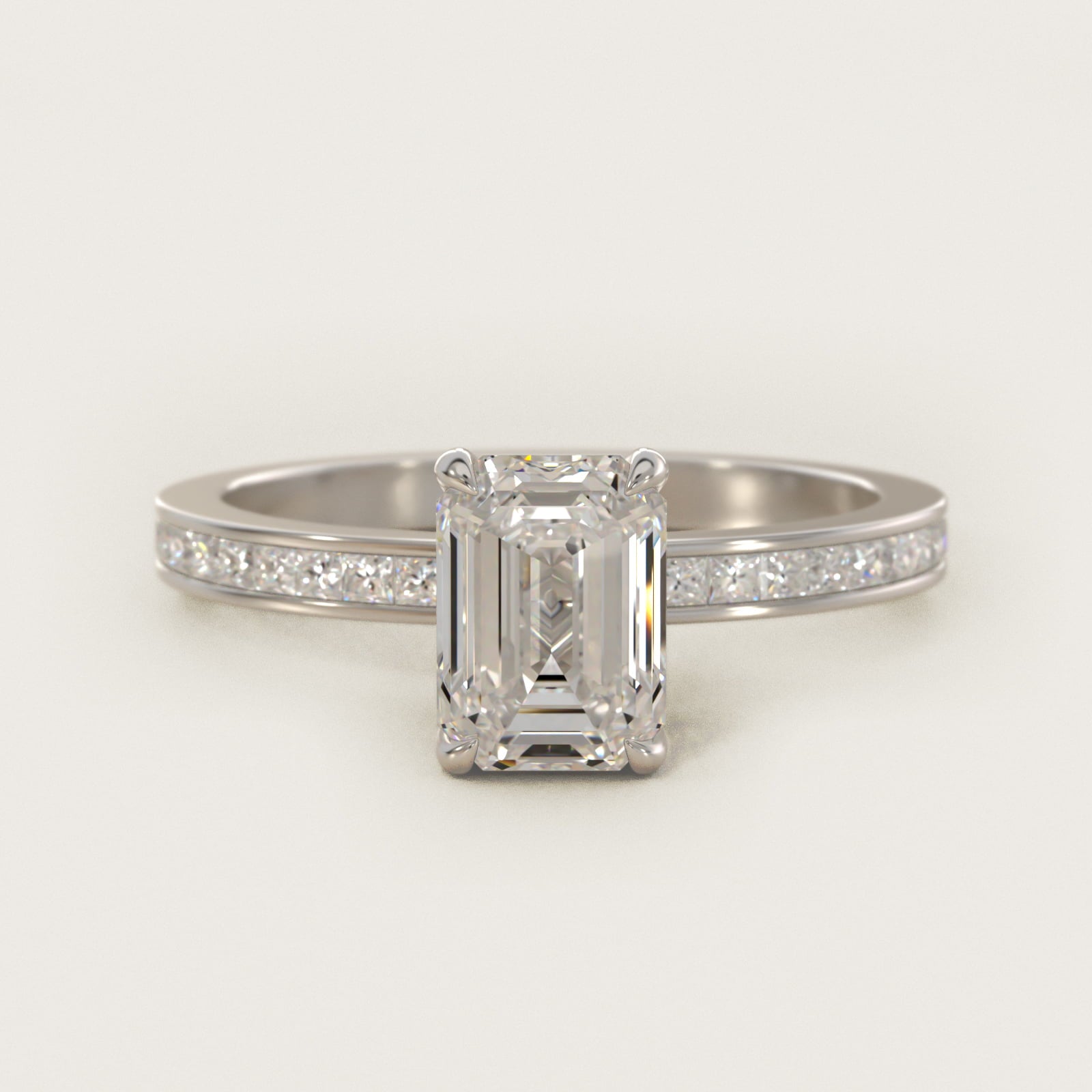 Engagement Ring With Channel Set Princess Cut Diamonds In Platinum By James Allen - Emerald Center