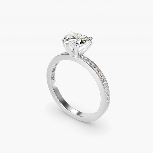 Engagement Ring With Channel Set Princess Cut Diamonds In 14K White Gold By James Allen - Heart Center