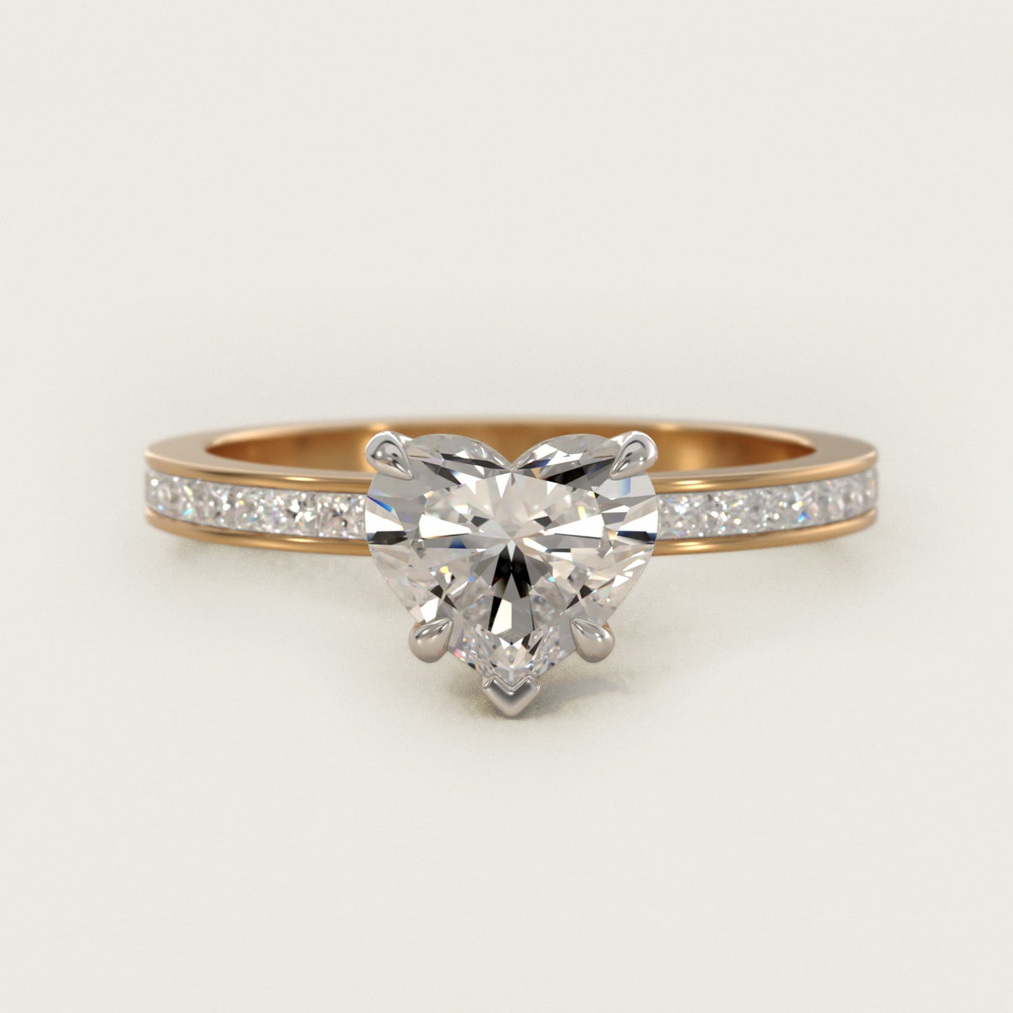 Engagement Ring With Channel Set Princess Cut Diamonds In 14K Yellow Gold By James Allen - Heart Center