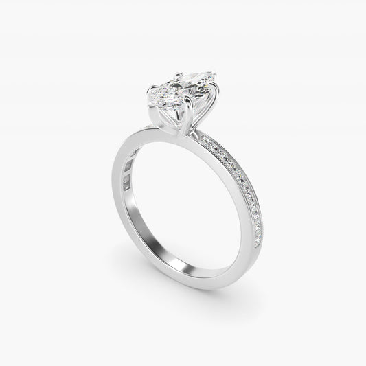 Engagement Ring With Channel Set Princess Cut Diamonds In 18k White Gold By James Allen - Marquise Center
