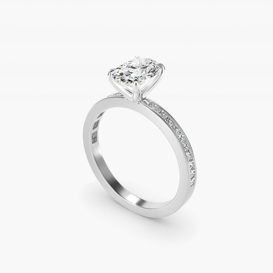 Engagement Ring With Channel Set Princess Cut Diamonds In 18k White Gold By James Allen - Oval Center