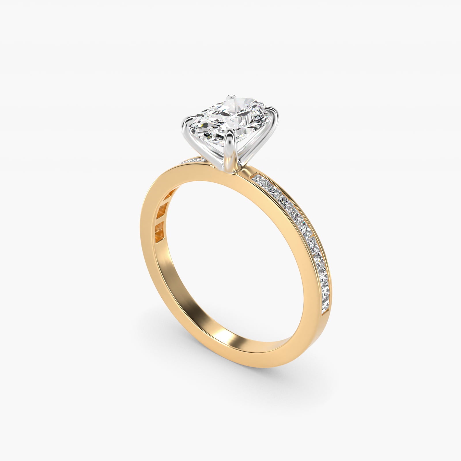 Engagement Ring With Channel Set Princess Cut Diamonds In 14K Yellow Gold By James Allen - Oval Center
