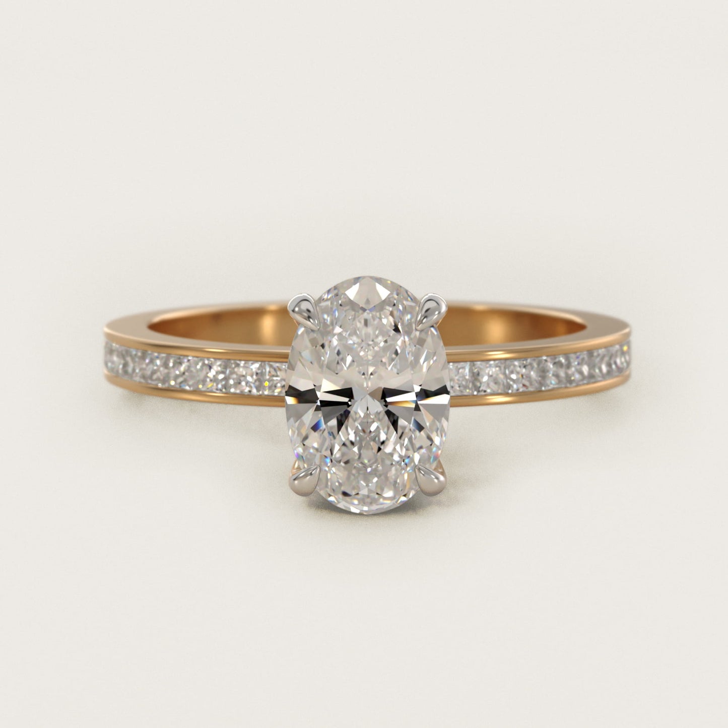 Engagement Ring With Channel Set Princess Cut Diamonds In 14K Yellow Gold By James Allen - Oval Center