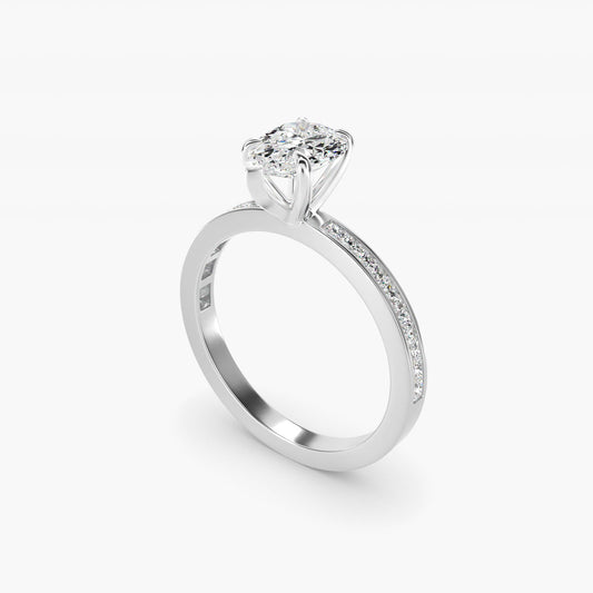 Engagement Ring With Channel Set Princess Cut Diamonds In 18k White Gold By James Allen - Pear Center