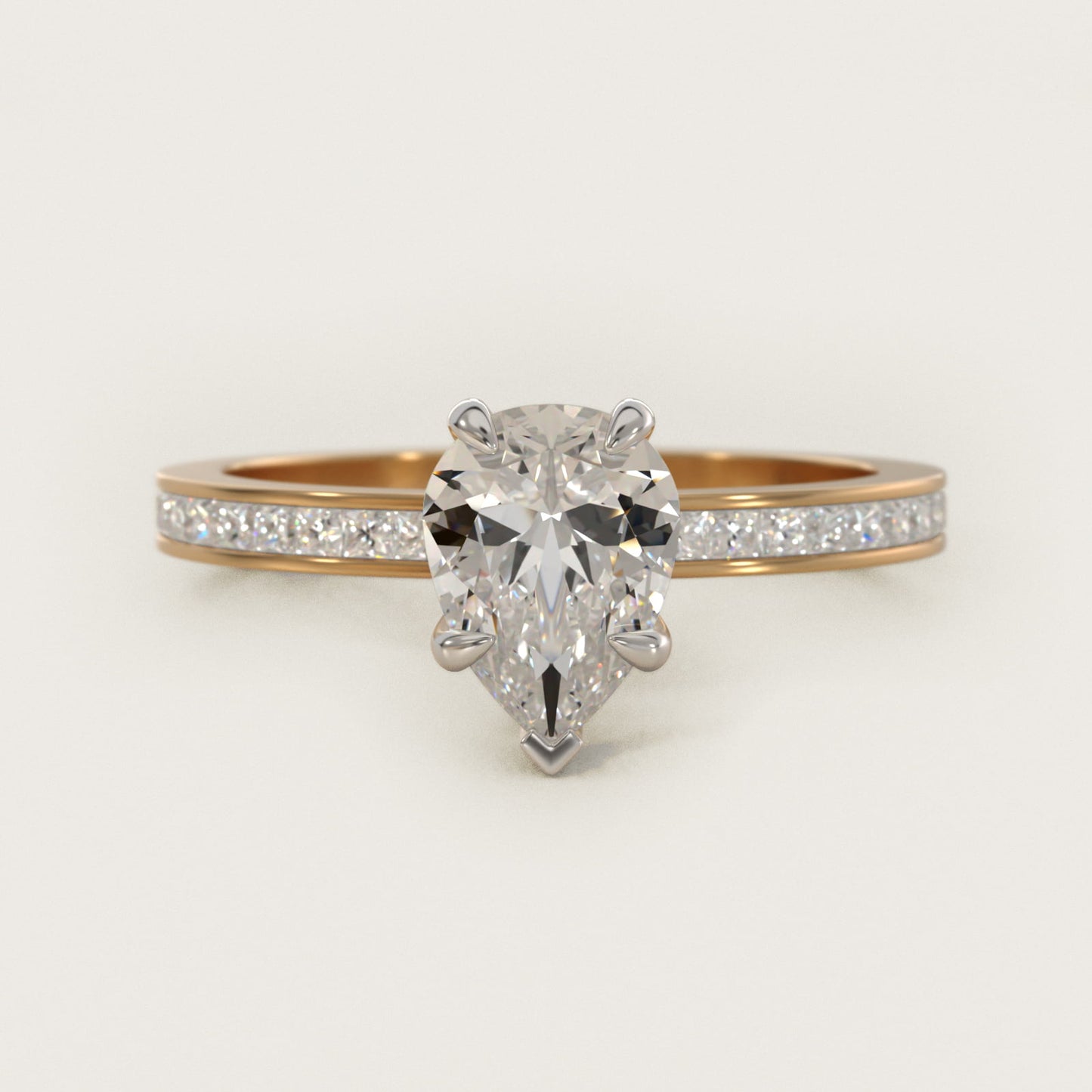 Engagement Ring With Channel Set Princess Cut Diamonds In 18k Yellow Gold By James Allen - Pear Center
