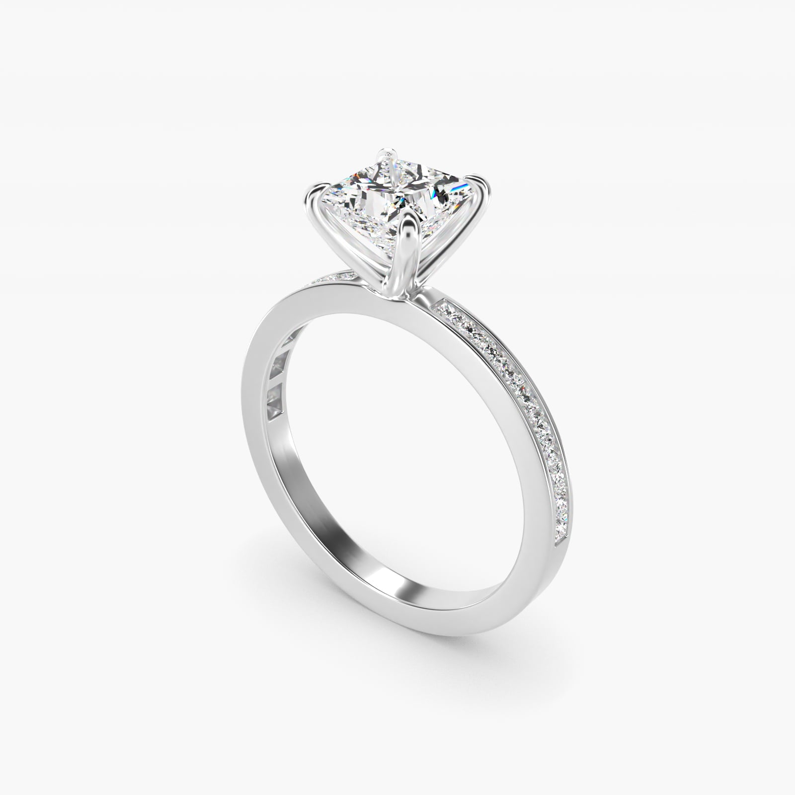 Engagement Ring With Channel Set Princess Cut Diamonds In 14K White Gold By James Allen - Princess Center