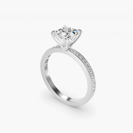 Engagement Ring With Channel Set Princess Cut Diamonds In 14K White Gold By James Allen - Princess Center