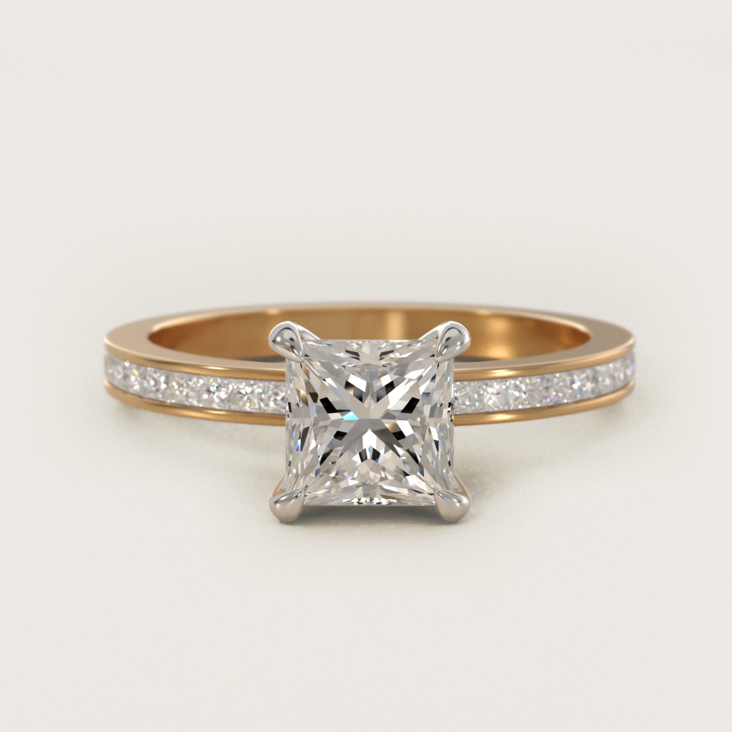 Engagement Ring With Channel Set Princess Cut Diamonds In 14K Yellow Gold By James Allen - Princess Center