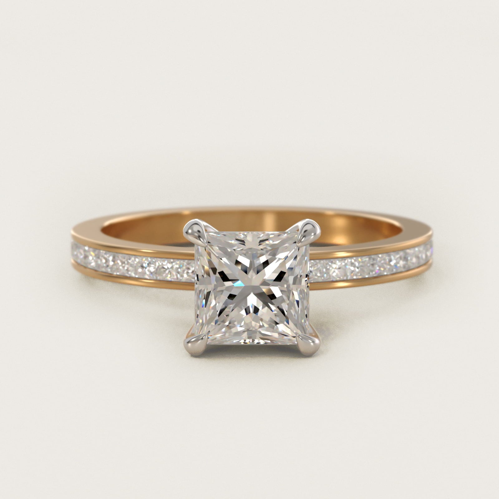 Engagement Ring With Channel Set Princess Cut Diamonds In 14K Yellow Gold By James Allen - Princess Center