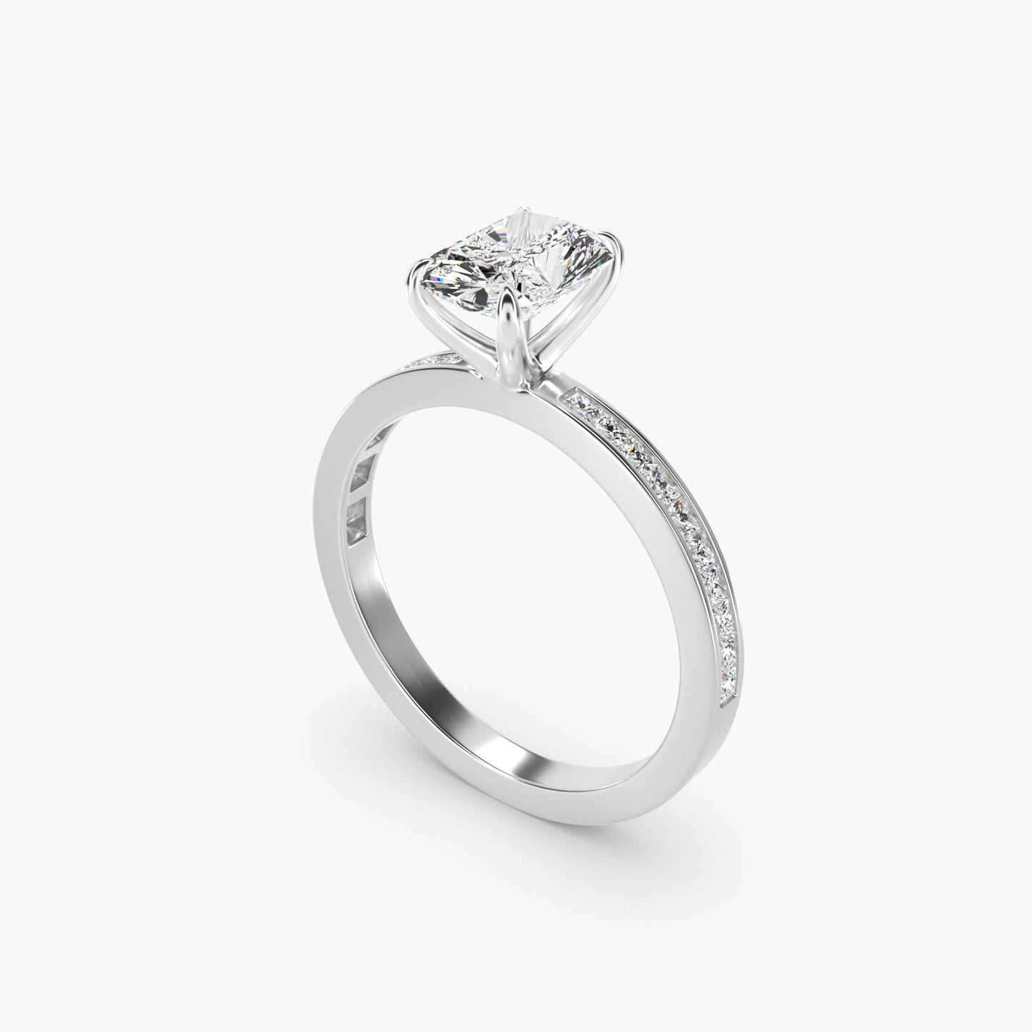 Engagement Ring With Channel Set Princess Cut Diamonds In 18k White Gold By James Allen - Radiant Center
