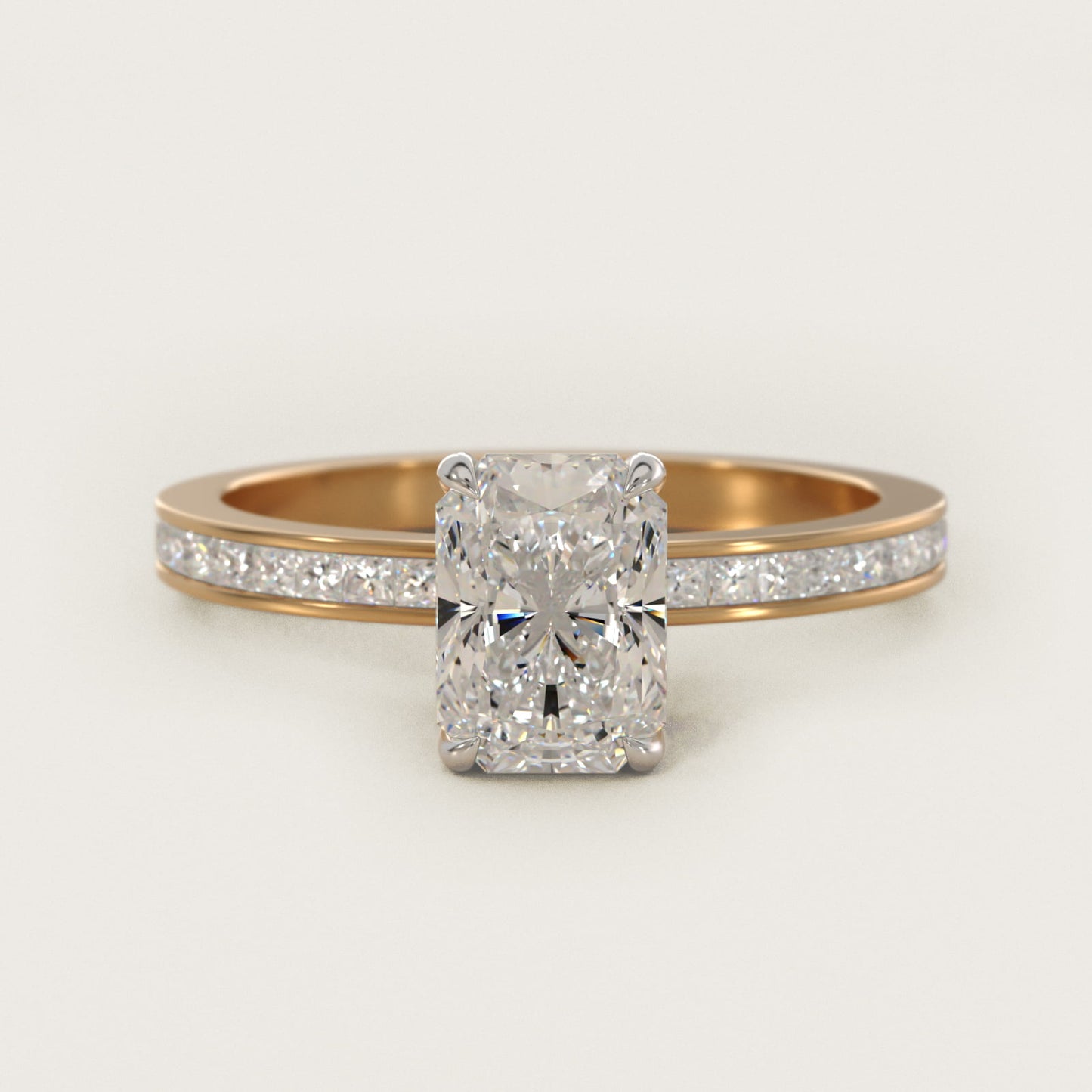 Engagement Ring With Channel Set Princess Cut Diamonds In 14K Yellow Gold By James Allen - Radiant Center