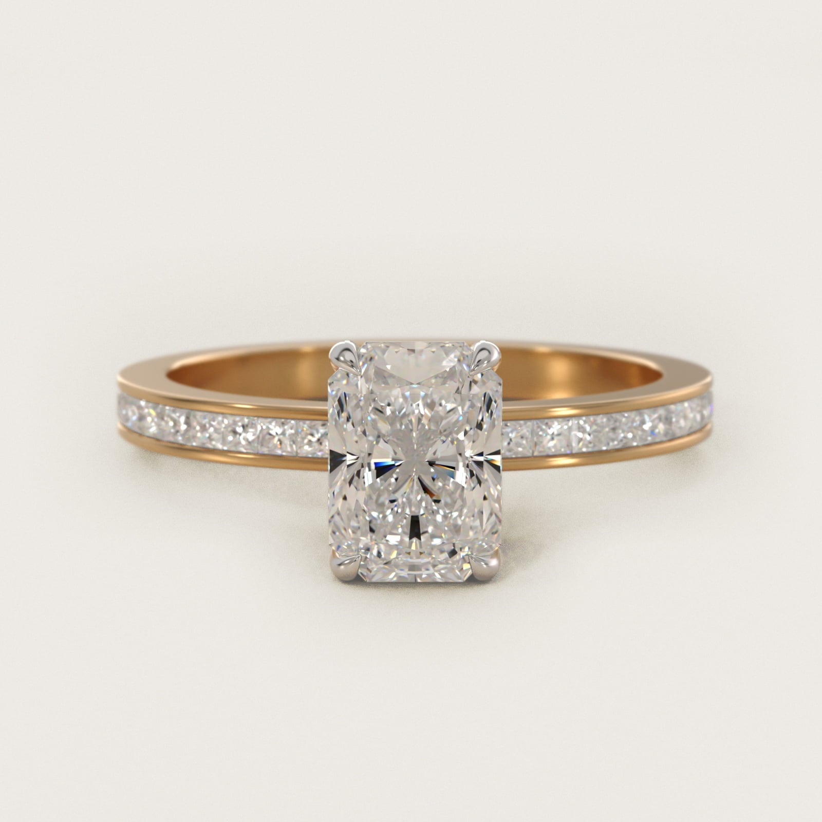 Engagement Ring With Channel Set Princess Cut Diamonds In 14K Yellow Gold By James Allen - Radiant Center