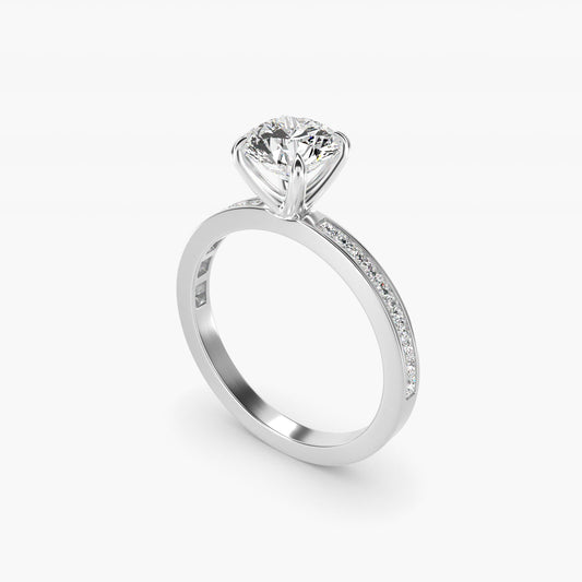 Engagement Ring With Channel Set Princess Cut Diamonds In 14K White Gold By James Allen - Round Center