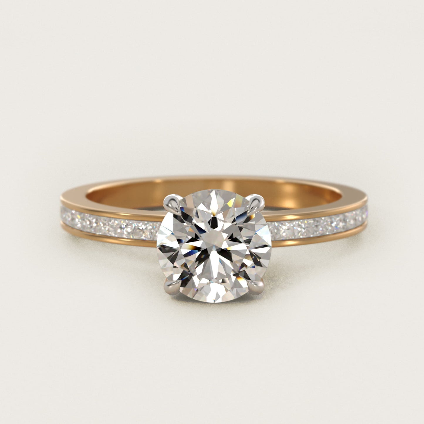 Engagement Ring With Channel Set Princess Cut Diamonds In 18k Yellow Gold By James Allen - Round Center